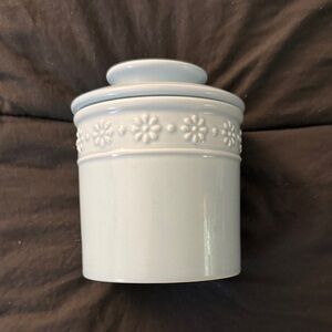 Light Blue Floral Butter Bell with Lid